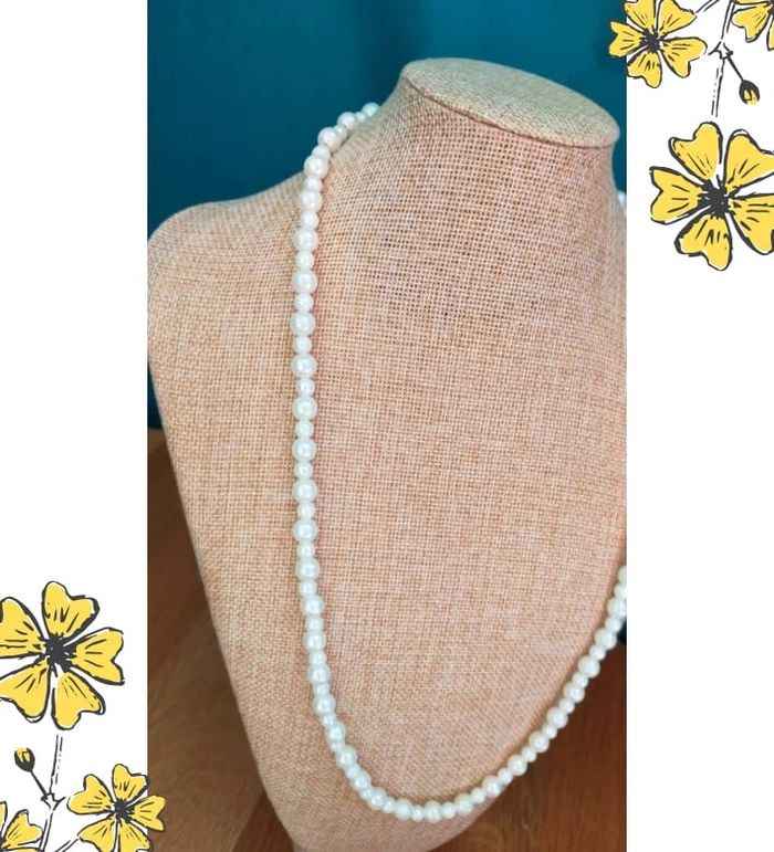 Collier vintage perles blanches effet nacré – Années 80/90 - photo numéro 3