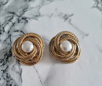 Boucle d'oreille torsadé doré vintage