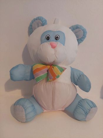 Ancien doudou panda type puffalump en toile de parachute