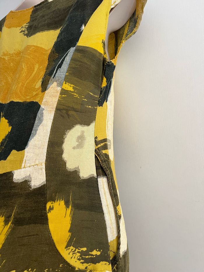 Robe été lin jaune kaki made in Italy robe chic, habillées - photo numéro 6
