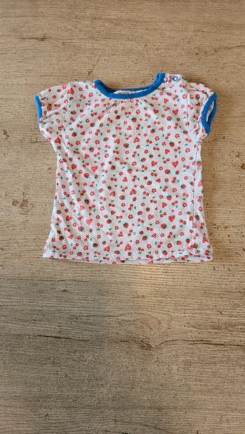 T shirt fille à manches courtes blanc avec cerises, taille 86, Zeeman