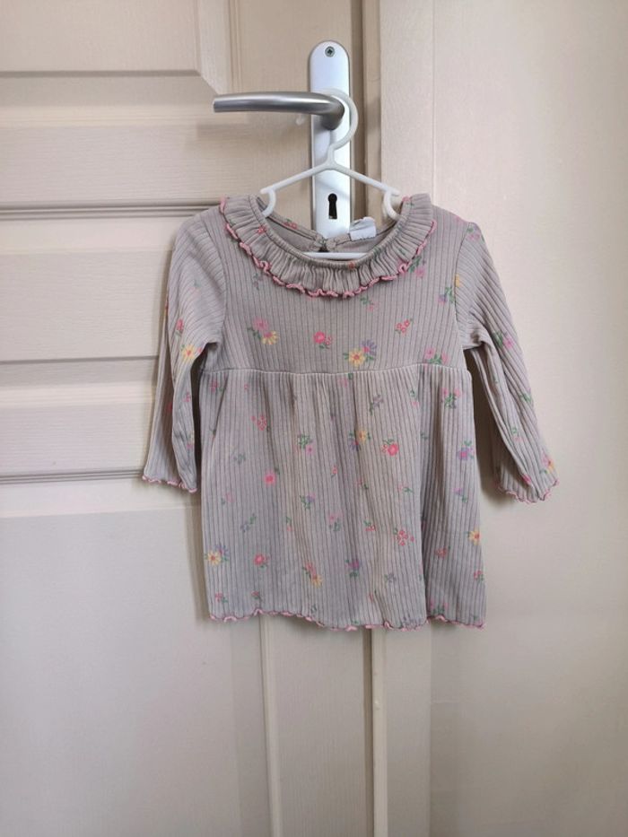 Robe côtelé h&m 74 cm 6/9 mois fleurie