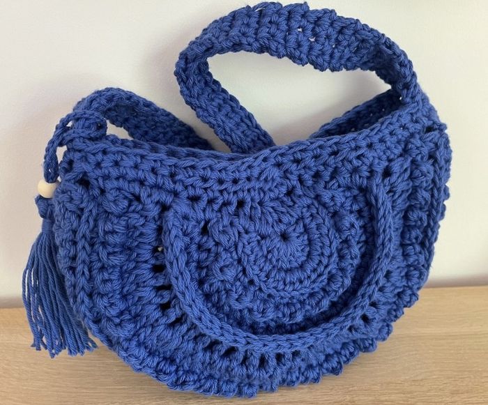 sac bohème au crochet fait main bleu - photo numéro 2