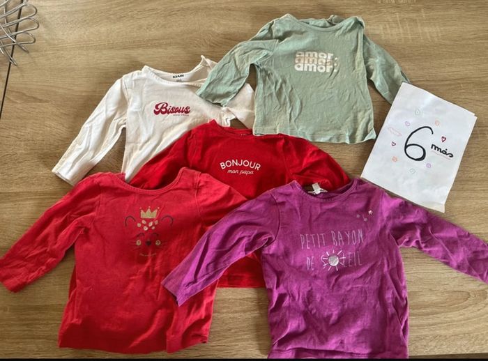 Lot de 11 hauts manches longues 6 mois + bandeau cheveux - photo numéro 2