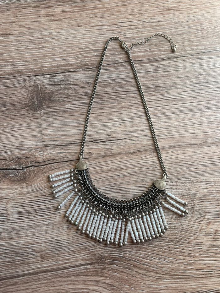 Collier argenté et perle blanc nacré - photo numéro 2