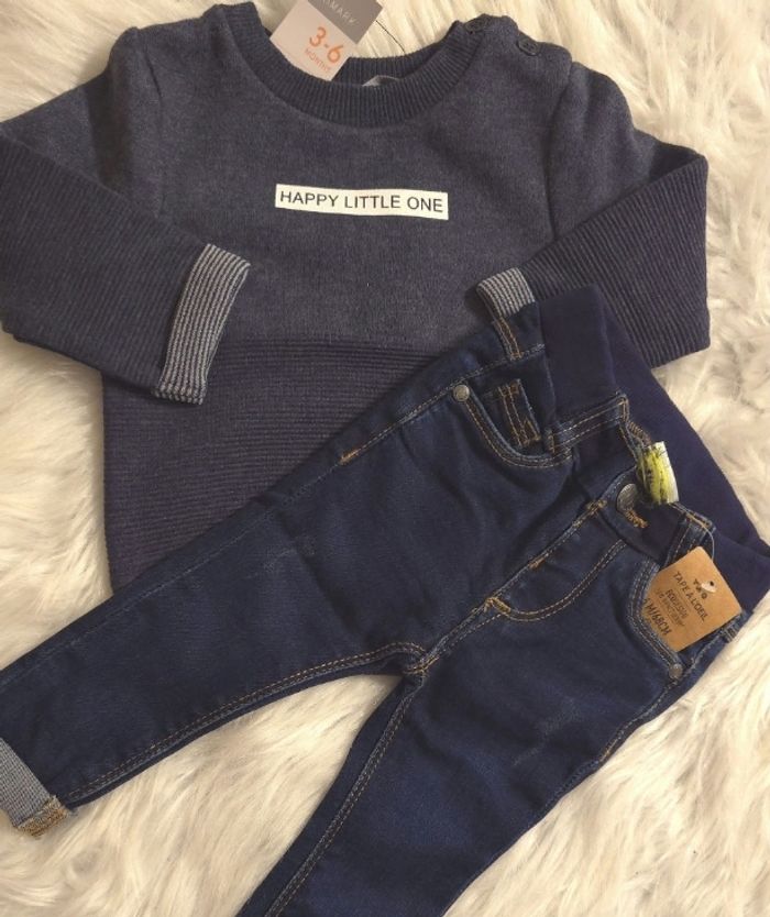 (Neufs non portés) 🏷🏷🥰😍💙 sweat et jeans 6 mois garçon 💙😍🥰 - photo numéro 2