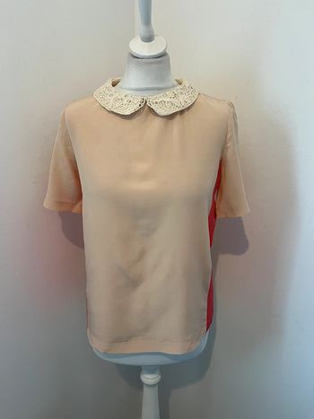 Blouse en soie col dentelle Maje S