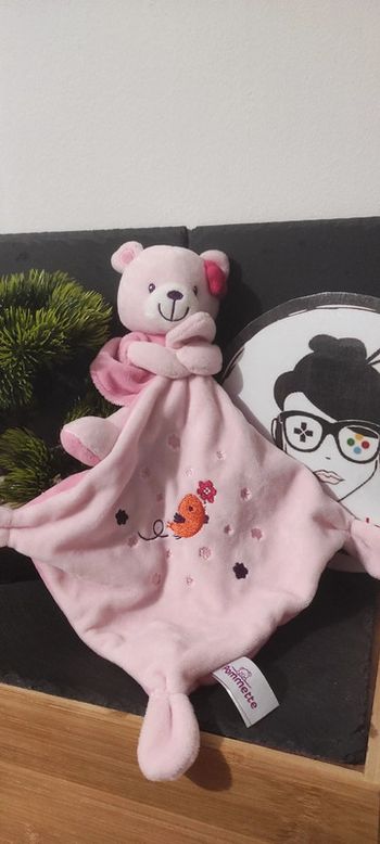 Pommette doudou ours rose mouchoir violet fleur oiseau Robe Blanc Orange Noir
