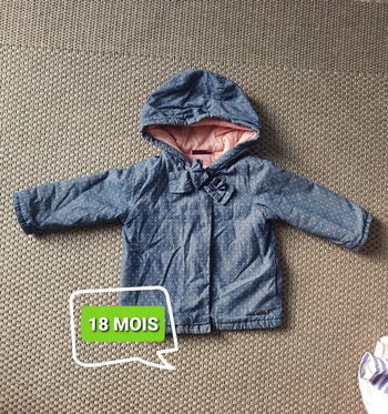 Manteau à capuche mi saison fille - 18 mois