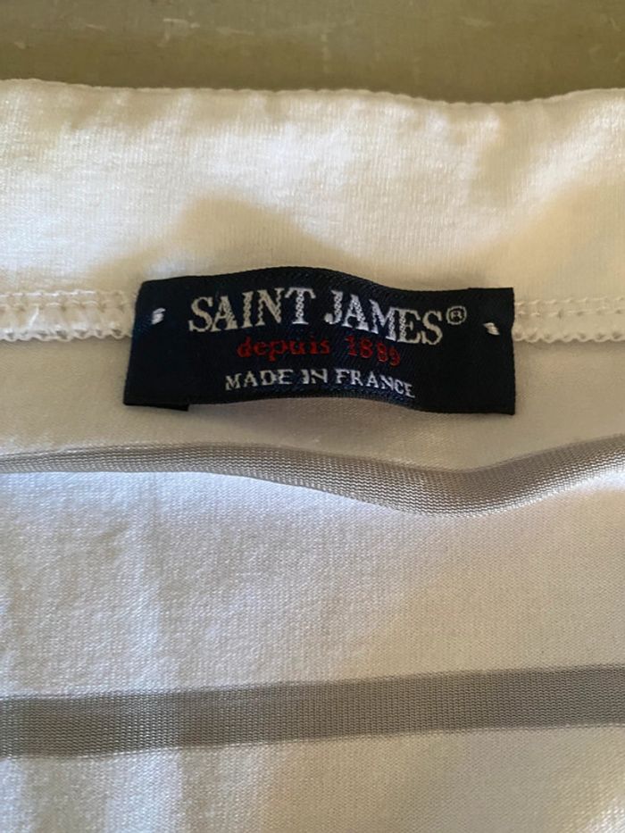 Tee shirt Saint James blanc et gris à rayures taille XL Made in France - photo numéro 12