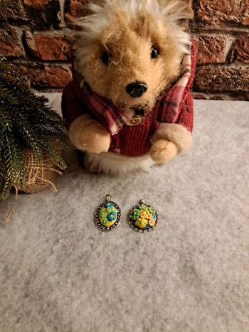 Lot de pendentifs multicolore florale pâte polymere