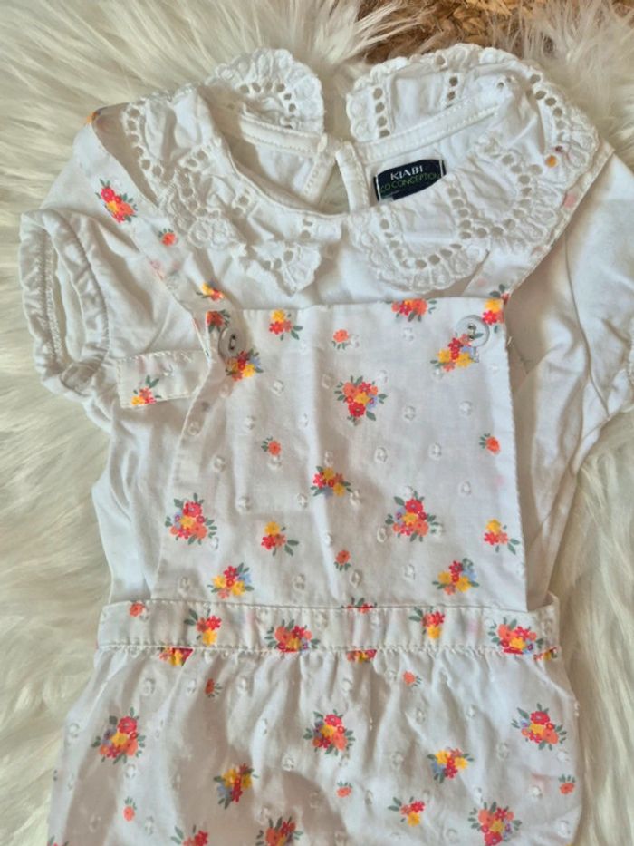 🤍 Magnifique barboteuse fleuri + t-shirt Kiabi 12 mois - photo numéro 2