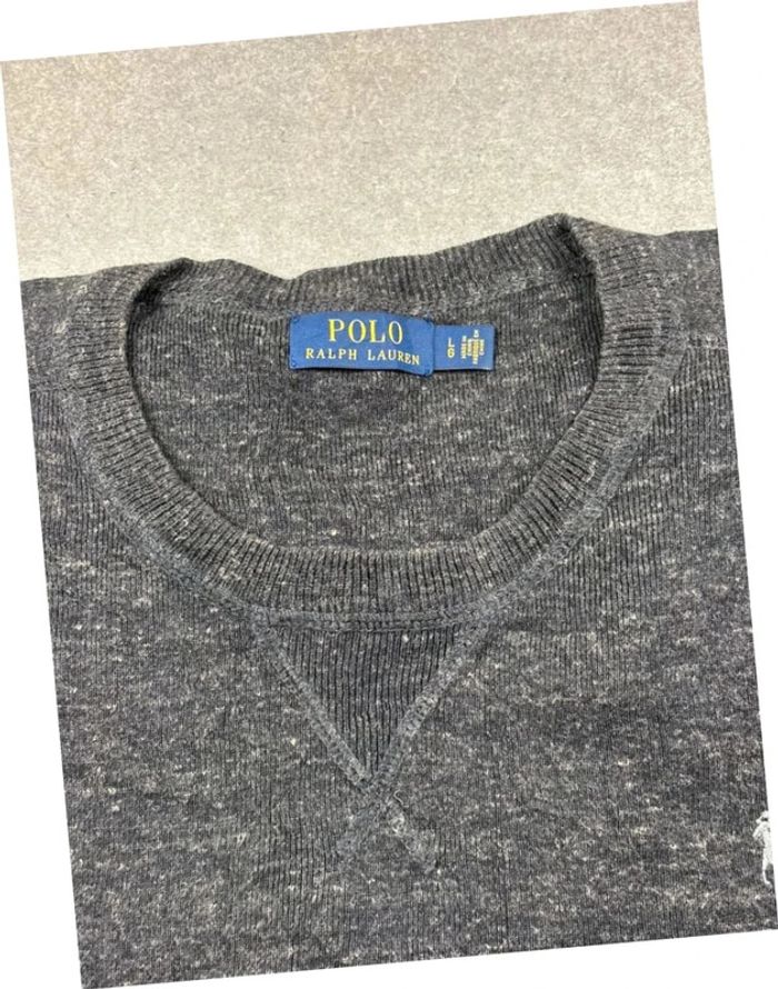 Pull sweat crewneck gris foncé/noir logo gris col rond Ralph Lauren - photo numéro 5