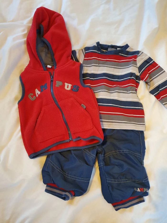 Ensemble bébé 6 mois gilet polaire, pantalon et tshirt ml