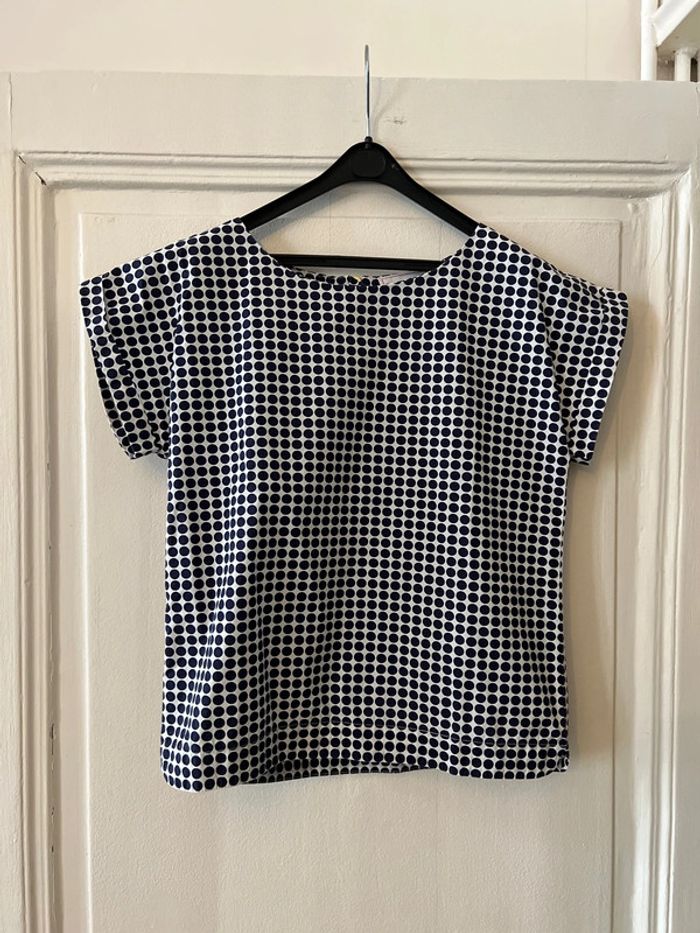 Blouse à pois manches courtes fermeture dos 12 ans - Mademoiselle Jacadi
