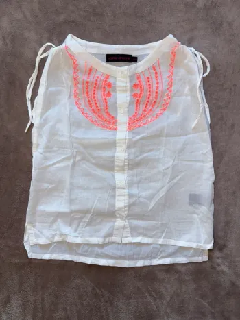 Chemise à manches courtes blanche fille taille 10 ans Antik Batik en très bon état