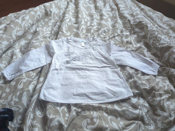 Blouse tunique blanche obaibi neuve 23 24 mois 2 ans