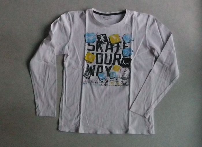 Maillot manches longues blanc avec imprimé Skate