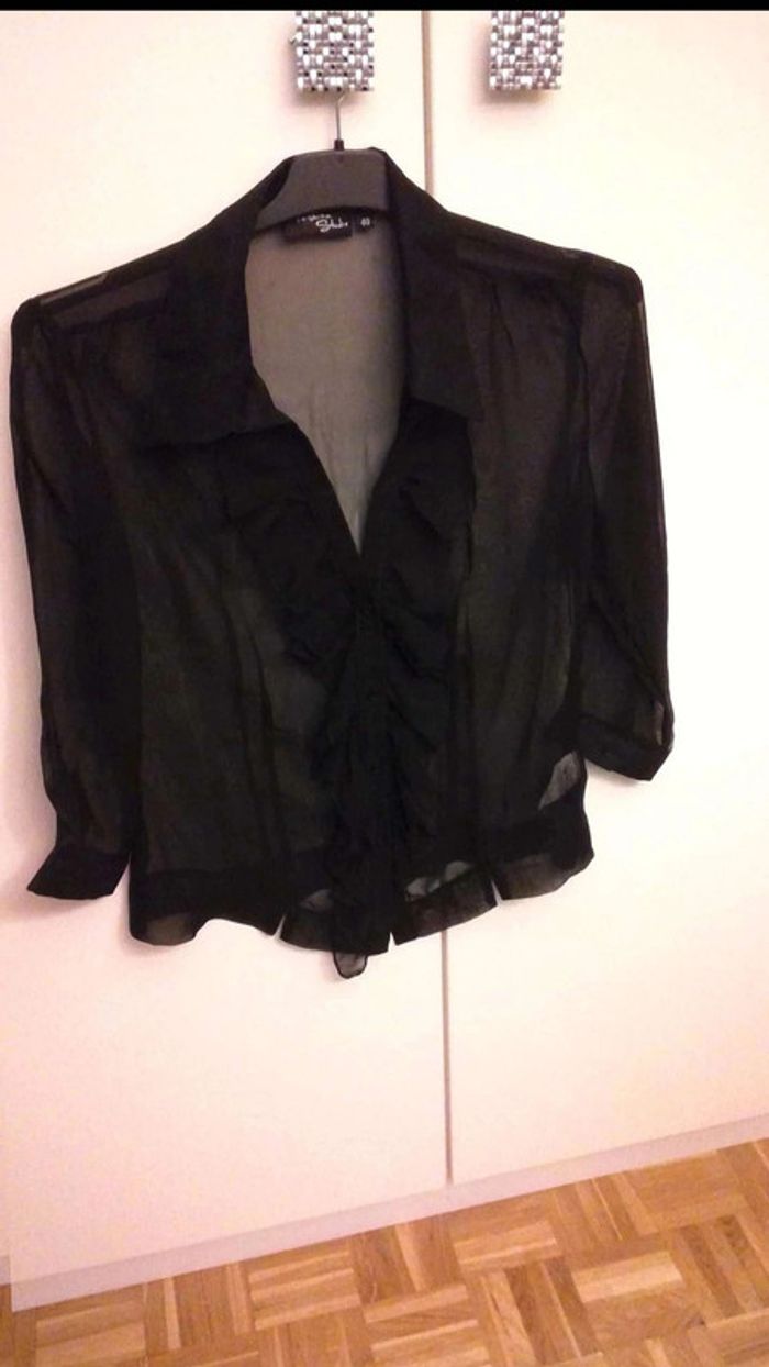 Chemisier voile noir transparent T40 neuf - photo numéro 6