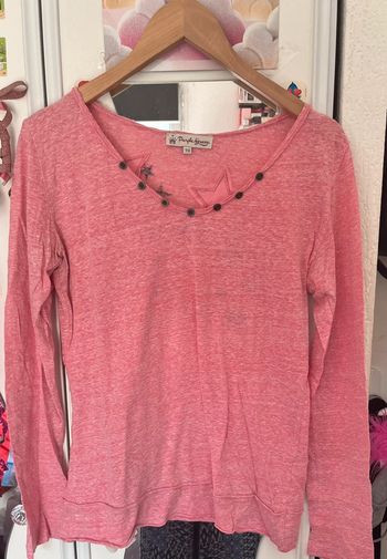 Pull col V, rose chiné avec des étoiles , Purple Queen, Taille unique