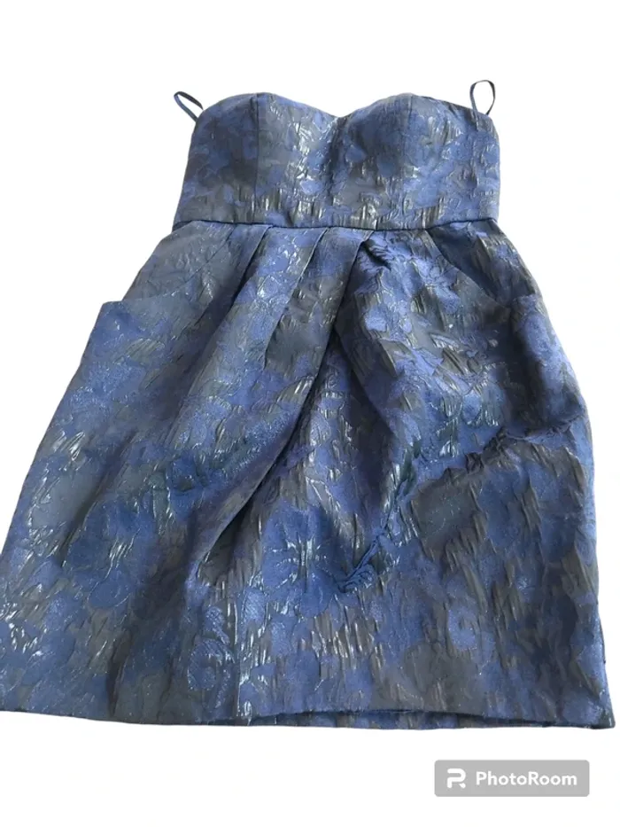 Robe bustier florale noire et bleue marine Vero Moda 36 S TBE - photo numéro 6