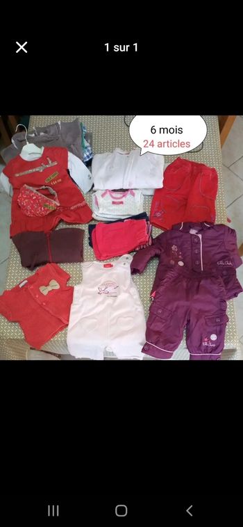 Lot  vêtements de 24 articles   bebe fille 6 mois