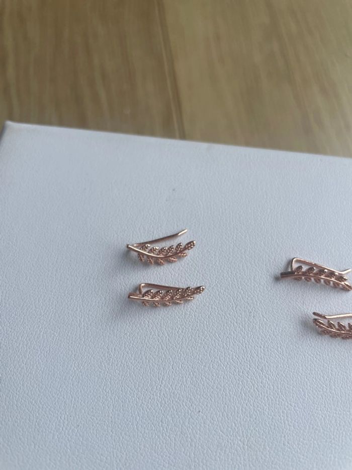 Lot 2 boucles d’oreilles couleur or rose branché Olivier - photo numéro 3