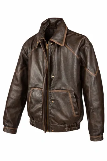 Blouson simili cuir vintage marron S/M neuf avec étiquette – bomber oversize style rétro M / 38 / 10