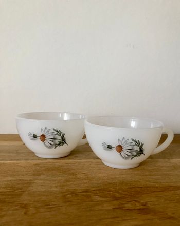 Vintage lot de deux tasses Arcopal Marguerites