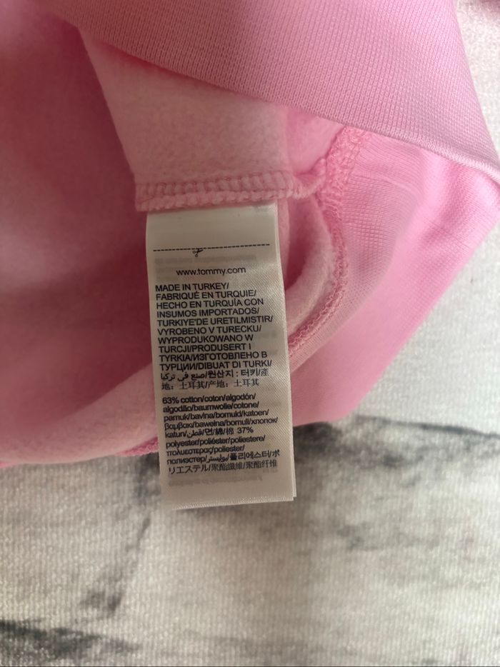 Sweat à capuche Tommy Hilfiger taille L rose bonbon logo brodé - photo numéro 8