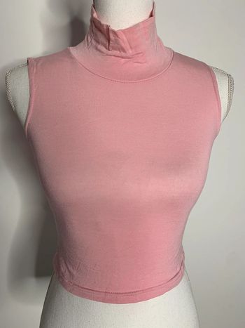 Crop top rose poudré col haut T38