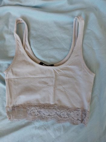 Crop top blanc dentelle