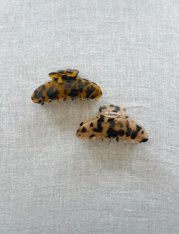 🌟 Lot 2 pinces crabes acétate beige et marron