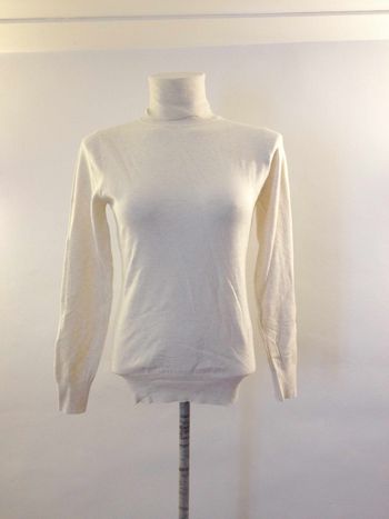 Pull col roulé intersaison - jaune pale chiné - manches longues - look féminin