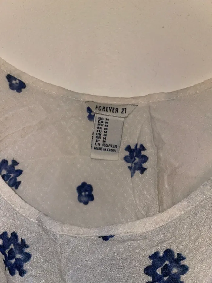 Crop top blanc et bleu Forever21 M - photo numéro 3