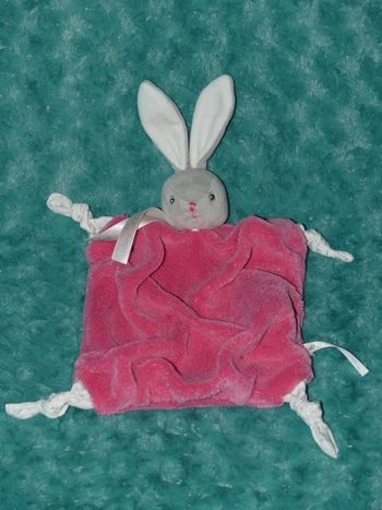 Doudou plat lapin plume kaloo rose gris framboise🐰parfait état
