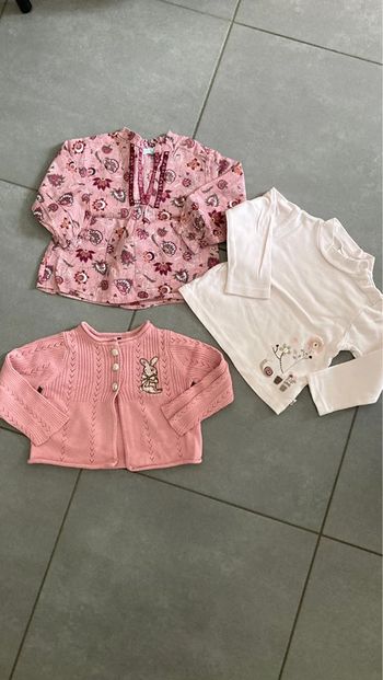 Lot ensemble gilet haut tee shirt pull garde robe vêtement fille 18 mois