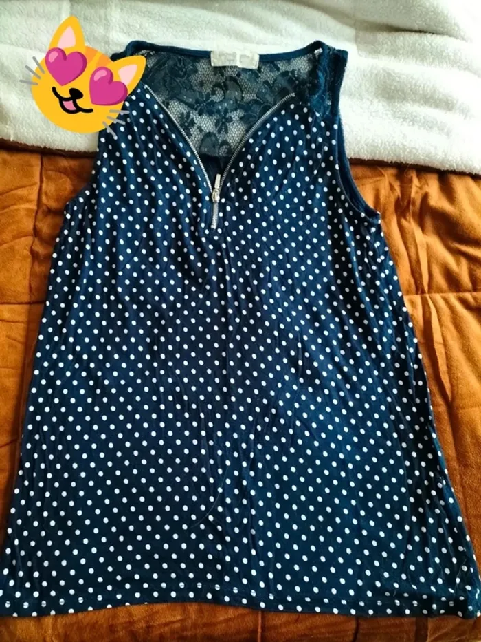 Blouse bleu point blanc cache cache 36