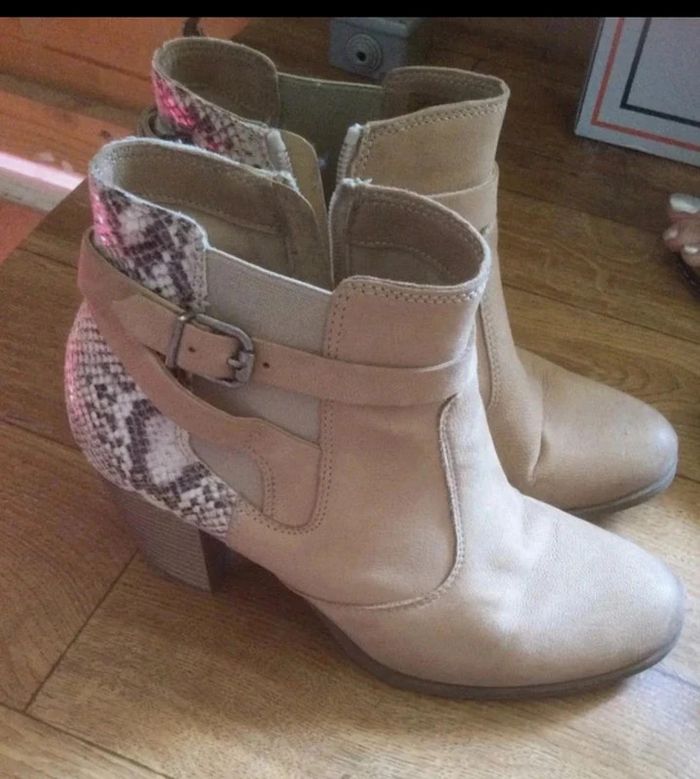 bottine beige / serpent a talons