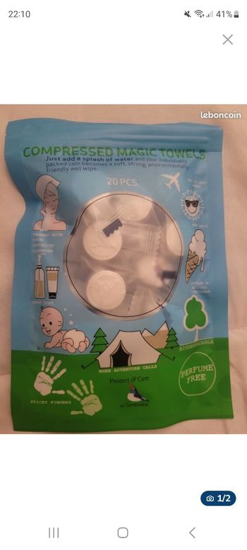 Paquet de 20 lingettes compactes(22×24cm)
