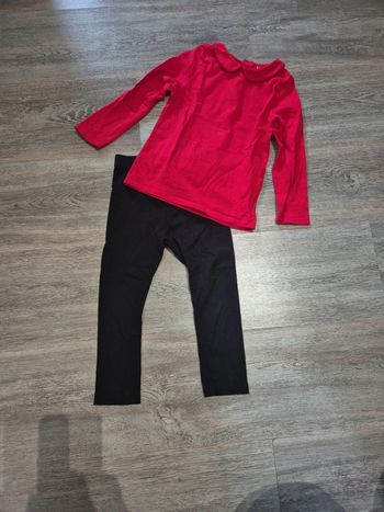 Tee shirt manches longues rouge et legging noir