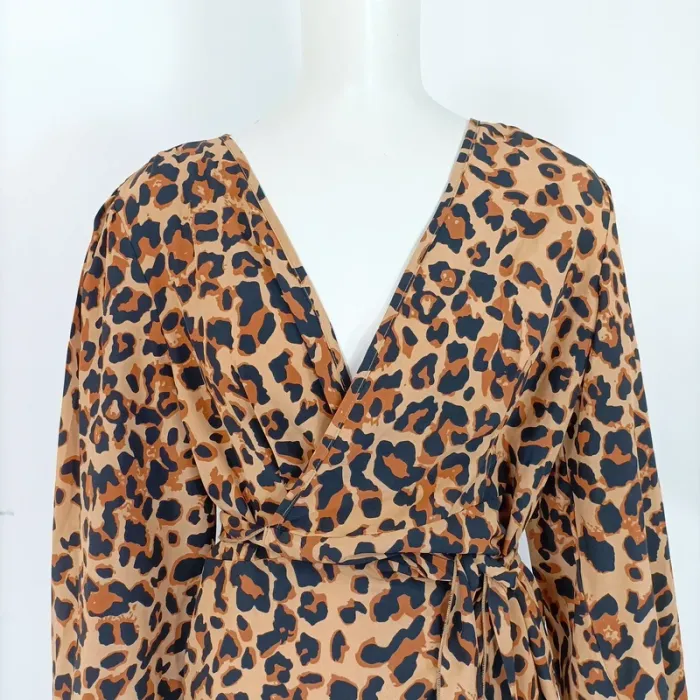Robe Léopard, robe portefeuille - à nouer, taille fine - robe d'été longue couverte A397 - photo numéro 2
