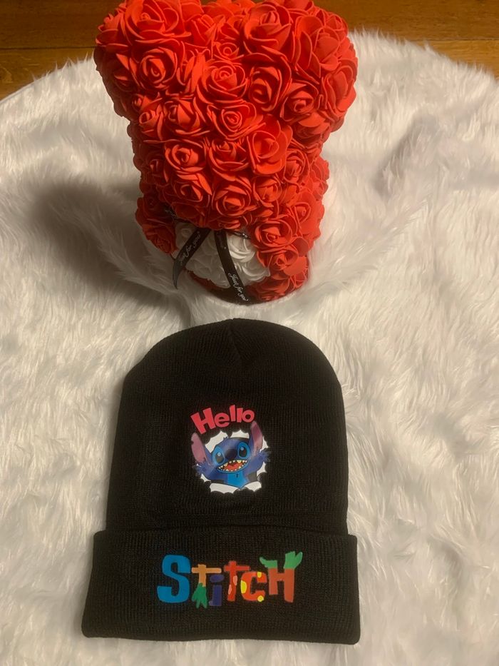 Bonnet enfants stitch noir