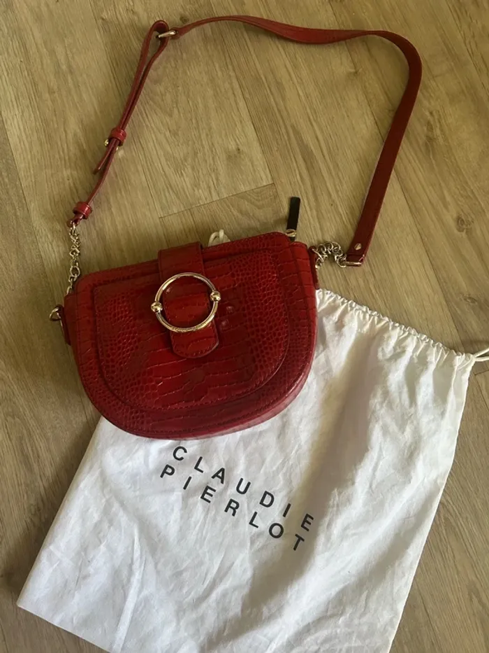 Claudie Pierlot, sac en cuir rouge avec dustbag État neuf - photo numéro 2