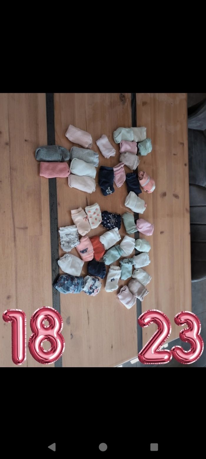 Lot de 39 paires de chaussettes fille pointures 18-23