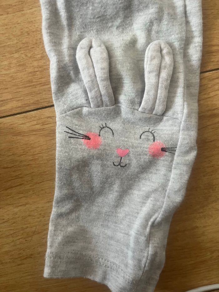 Legging fille gris avec tête de lapin tex 18 mois - photo numéro 2