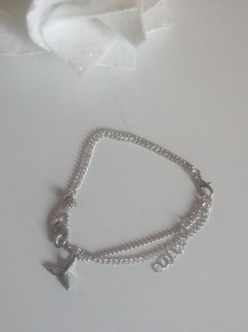 🌸Double bracelet poignet ou cheville maille boules argentées et pampilles 🌸