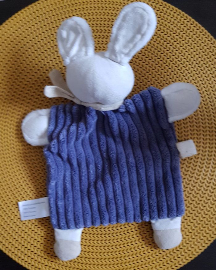 Doudou attache tétine  lapin côtelé/velours - photo numéro 2