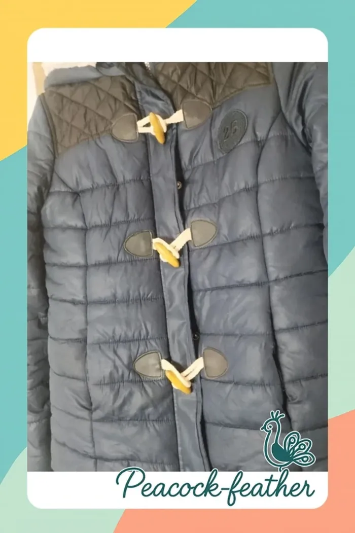 Manteau doudoune Kiabi 36 bleue - photo numéro 2