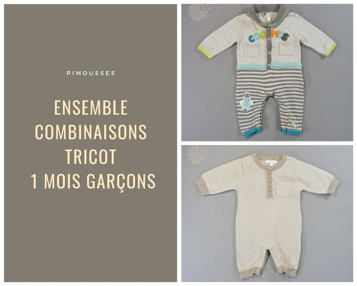 Ensemble combinaisons tricot 1 mois garçons